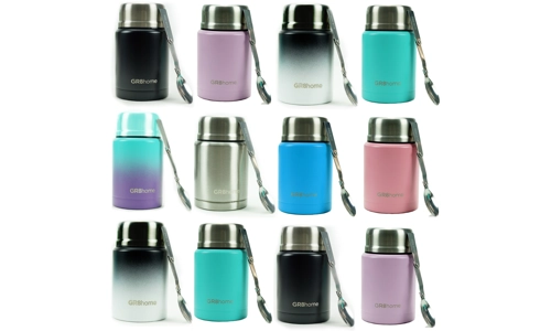 Stainless Steel Food Flask Vacuum Insulated Thermal Soup Jar With Spoon 500ml