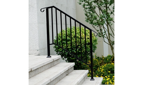 Outdoor Black Steel Handrail 3 Steps Garden Stairs Safety Grab Bannister Rail
