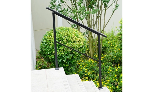 Outdoor Adjustable Black Steel Handrail 1-4 Steps Garden Stairs Safety Grab Rail