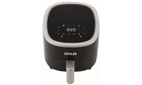 Sohler Air Fryer 3.5L Single Zone Digital 8 Cooking Functions 1200W Black Silver