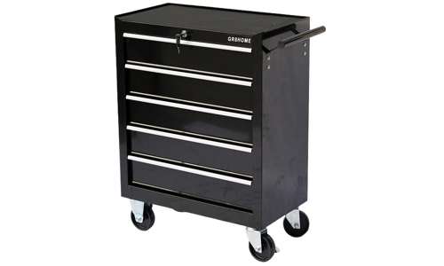 Black Roller Tool Cabinet Storage Box 5 Drawers Garage Workshop Chest Trolley
