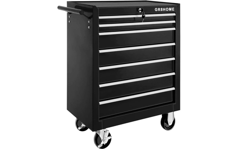 Black Roller Tool Cabinet Storage Box 7 Drawers Garage Workshop Chest Trolley