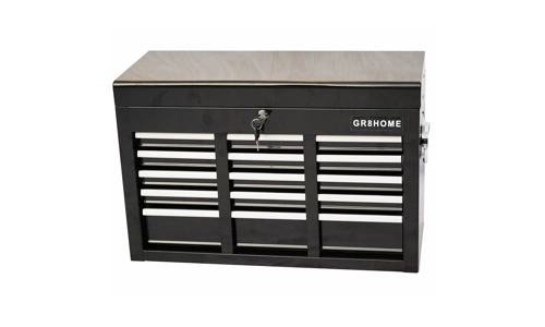 Black Metal Portable Tool Chest 9 Drawers Lockable Box with Carry Handle Drawers