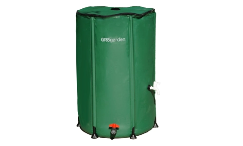 Collapsible 250L PVC Garden Water Butt Portable Tank with Zipped Lid Drain Tap