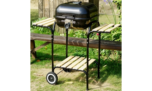 Hambur 18 inch BBQ Grill Portable Trolley Charcoal Barbecue with Double Side tables