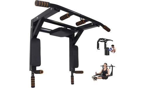 Pull Up Bar Dip 2in1 Wall Mounted Home Gym Chin Up Cross Fit Multi Grip Workout