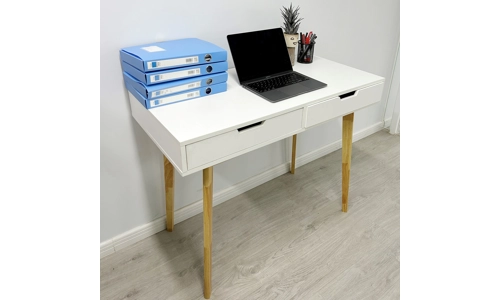 Wooden Computer Desk Dressing Table Home Office Study Bedroom With Drawers White