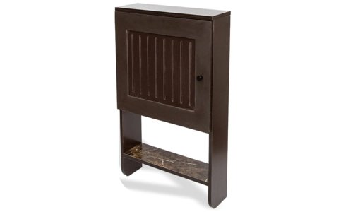 Bathroom Storage Wall Mounted Cabinet Wooden Brown Door Cupboard Shelf Organiser