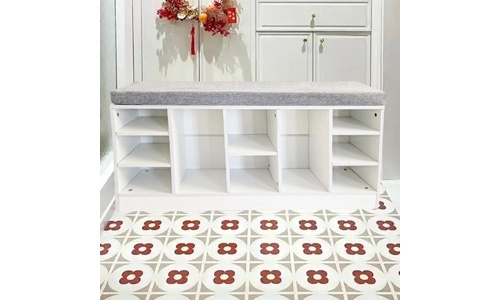 Shoe Bench Storage Rack Wooden Cabinet Cushion Seat Organiser Grey White 2016168