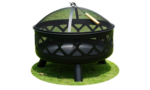 Large Round Fire Pit Bowl 24 inch Garden Camping Wood Log Heater Charcoal Burner