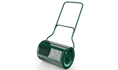 Garden Compost Spreader 76L Grass Lawn Manure Peat Moss Soil Fertiliser Roller