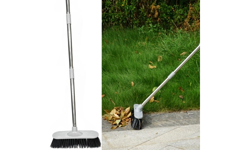 Heavy Duty Stainless Steel Broom with Handle Outdoor Garden Hard Bristle Brush