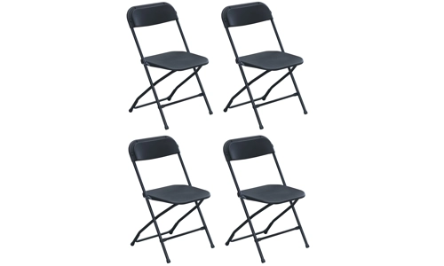 Set Of 4 Folding Chairs Black Home Office School Study Dining Metal Plastic Seat