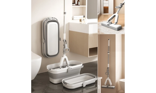 PVA Sponge Mop Space Saving Folding Bucket Super Absorbent Floor Cleaning Set