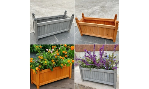 Wooden Rectangular Planter Garden Flower Display Box Plant Pot Raised Bed Trough