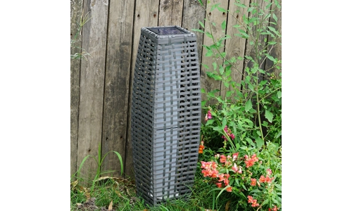 Grey Solar Rattan Effect 69cm Tall LED Light Outdoor Garden Floor Lamp Lantern