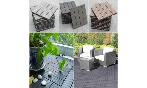 11 x WPC Composite Interlocking Floor Decking Tiles Outdoor Garden Balcony Patio