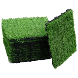 11 x Artificial Grass Interlocking Floor Decking Tiles Out..