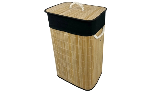Bamboo Laundry Basket with Lid Liner 72L Folding Washing Clothes Bin Hamper Bag