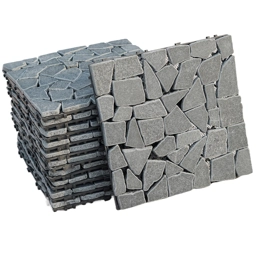 11 x Flat Cut Grey Rock Stone Interlocking Floor Decking T..