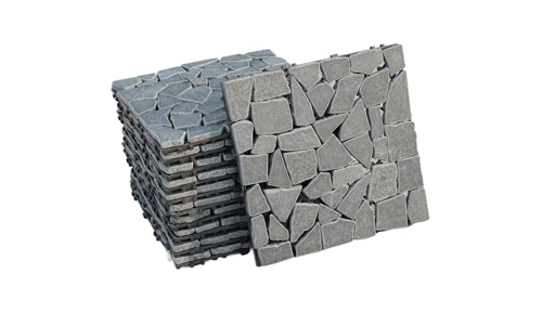 11 x Flat Cut Grey Rock Stone Interlocking Floor Decking Tiles Outdoor Garden