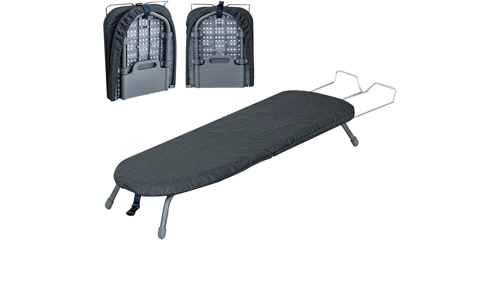 Grey Foldable Table Top Ironing Board Compact Space Saving with Cover Iron Rest