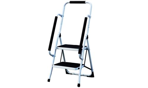 2 Step Ladder Folding Stool Non Slip Tread Steel Foldable Home DIY With Handrail
