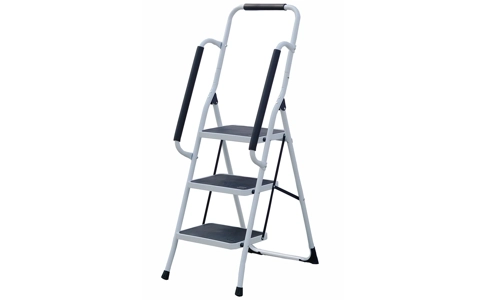 3 Step Ladder Folding Stool Non Slip Tread Steel Foldable Home DIY With Handrail