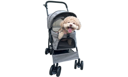 Grey Travel Pet Stroller Dog Pushchair Foldable Pram Carriage Carrier Buggy Cart