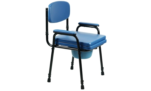 Padded Steel Commode Toilet Chair And Pan Height Adjustable Seat disability Aid