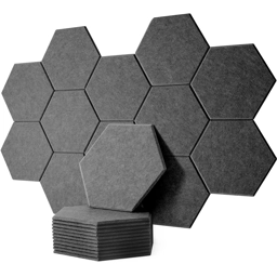 12 x Dark Grey Hexagon Self Adhesive Acoustic Wall Panels ..