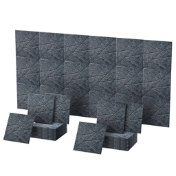 12 x Dark Grey Square Self Adhesive Acoustic Wall Panels S..