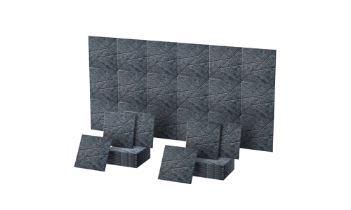12 x Dark Grey Square Self Adhesive Acoustic Wall Panels Sound Proofing Pad Set