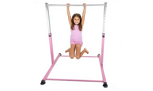 Gymnastics Horizontal Kip Bar Home Gym Adjustable Height For Children Kids Pink