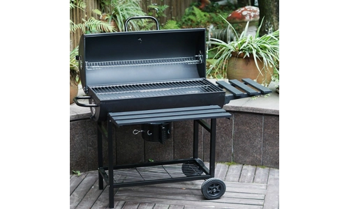 Large Charcoal Oil Drum BBQ Grill Portable Barrel Barbecue With Lid Wheels Table