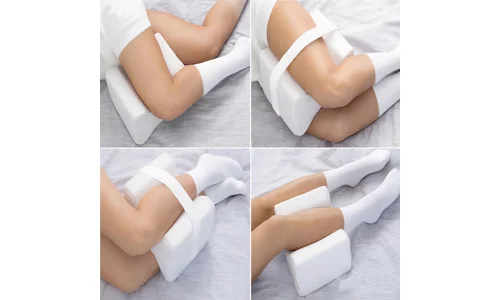 Memory Foam Leg Knee Support Pillow White Cushion Sleeping Aid With Strap Cover