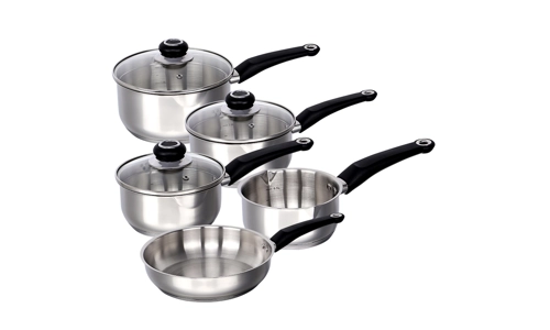Stainless Steel 8 Pcs Induction Cookware Set Frying Pan Milk Saucepan With Lids