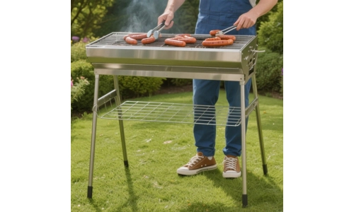 Portable BBQ Charcoal Barbecue Grill Folding Stainless Steel Stove Garden Picnic