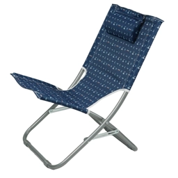 Adult Blue Folding Beach Chair Portable Metal Garden Patio..
