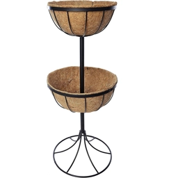 2 Tier Flower Fountain Planter With Coco Liners Metal Outd..