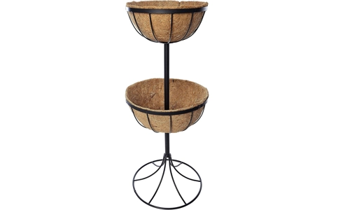 2 Tier Flower Fountain Planter With Coco Liners Metal Outdoor Garden Decor Patio