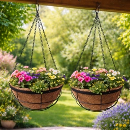 2 Pack 12 Inch Hanging Basket with Coco Liner Metal Outdoo..