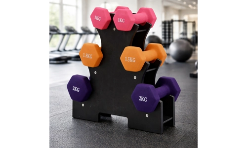 9KG Dumbbell Set Hex Weights Pair Home Gym Fitness Training with Storage Stand