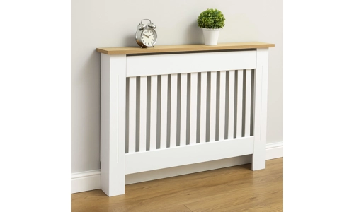 Arlington Radiator Cover White Modern Shelf Cabinet Wooden Slat Grill Furniture