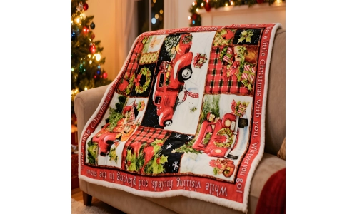Christmas Patchwork Fleece Blanket Large Festive Xmas Flannel Throw 150 x 200cm