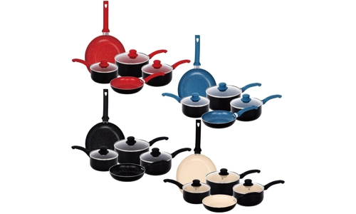 Aluminium 8 Pc Marble Stone Non Stick Cookware Set Induction Frying Pan Saucepan