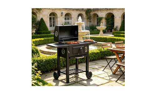 Large Portable Charcoal BBQ Grill with Warming Rack Outdoor Garden Smoker Steel