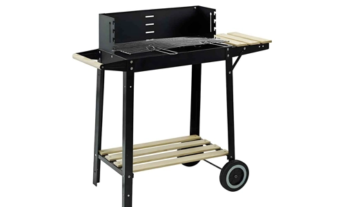 Portable Charcoal BBQ Grill Outdoor Rectangular Cooker with Side Shelf Barbecue