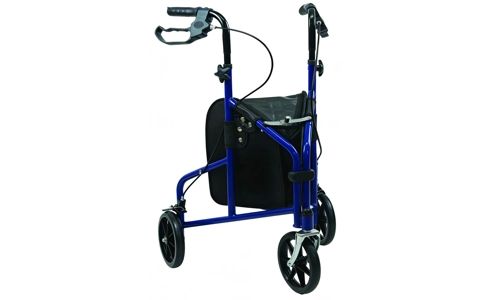 3 Wheel Rollator Walker Lightweight Folding Adjustable Height Brakes Bag 125kg