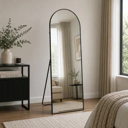 160x50cm Arched Full Length Mirror Black Aluminium Frame F..